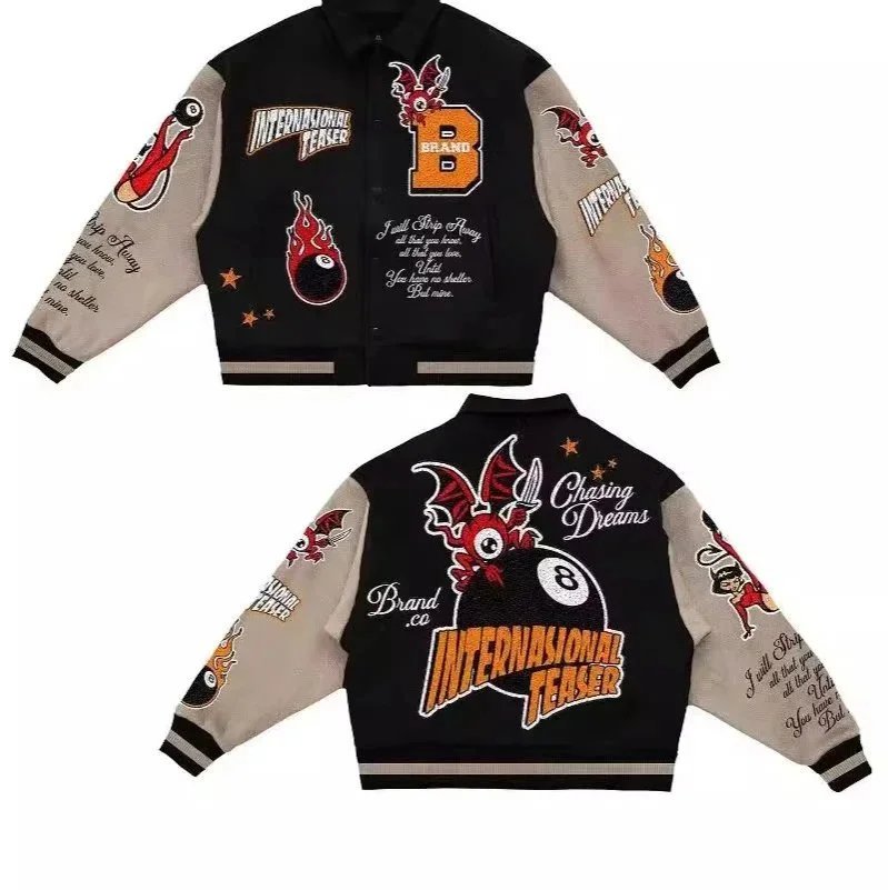 International Teaser x Brand.co Bomber Jacket Black Beige Multicolor - 1