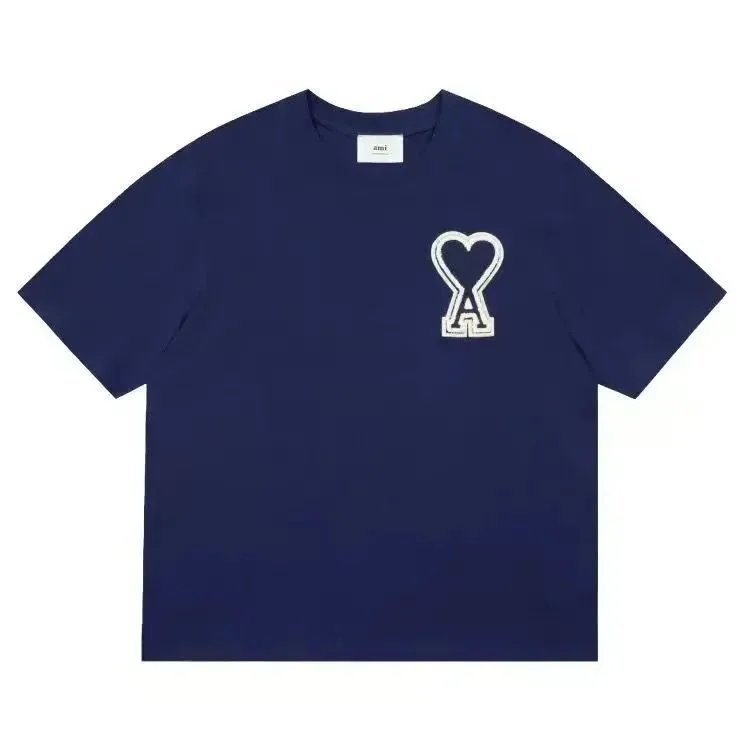 AMI Paris Heart Logo T-Shirt Burgundy - 8