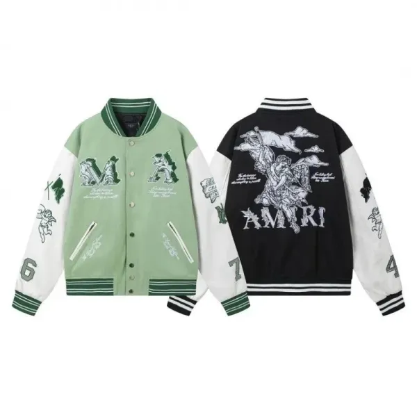Amiri Embroidered Varsity Jacket Green/Black - 1
