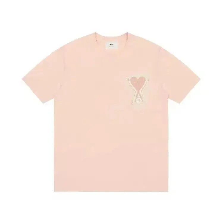 AMI Paris Heart Logo T-Shirt Pale Pink T-Shirt - 1