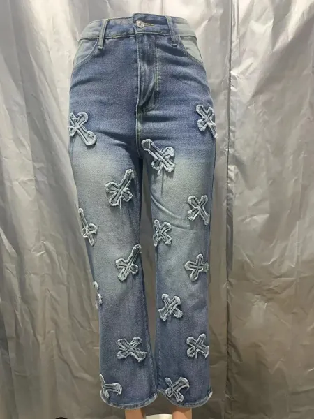 Amiri Cross-Embroidered Wide-Leg Denim Jeans - 3