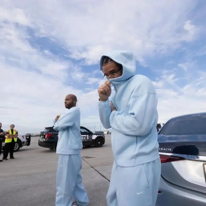 Nike Light Blue Hoodie and Pants Set