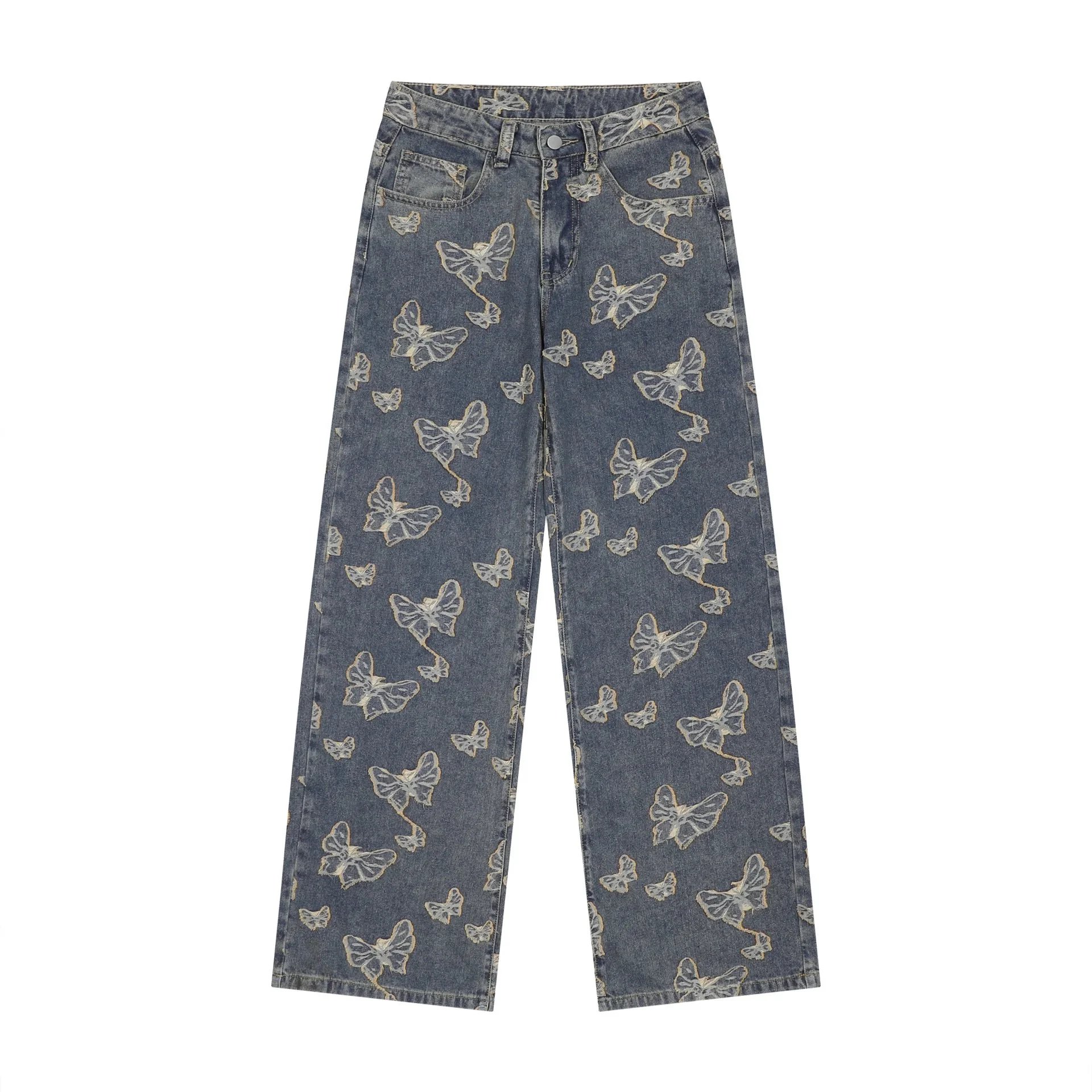Gallery Dept. Butterfly Print Wide-Leg Jeans Blue - 7