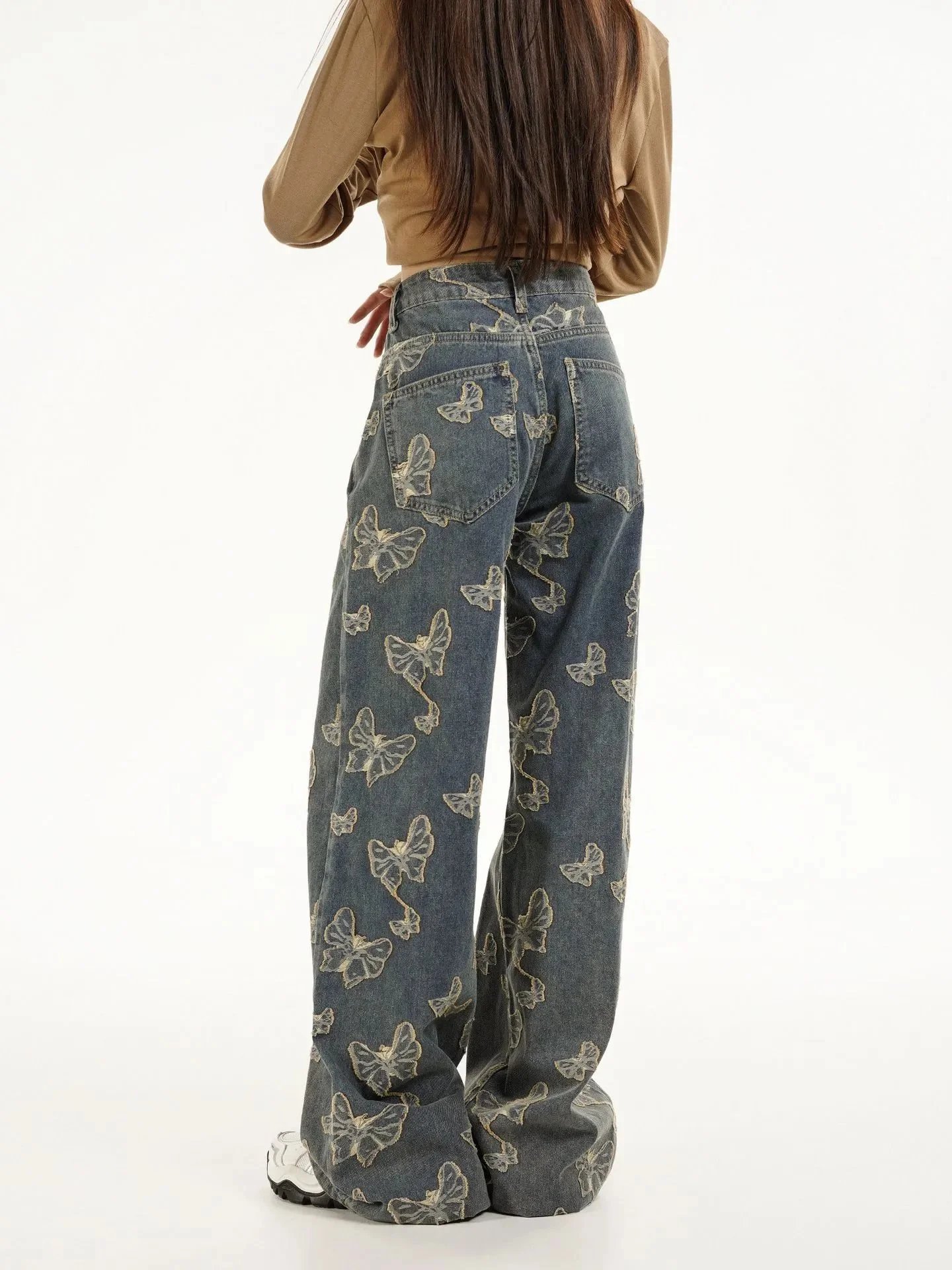 Gallery Dept. Butterfly Print Wide-Leg Jeans Blue - 8