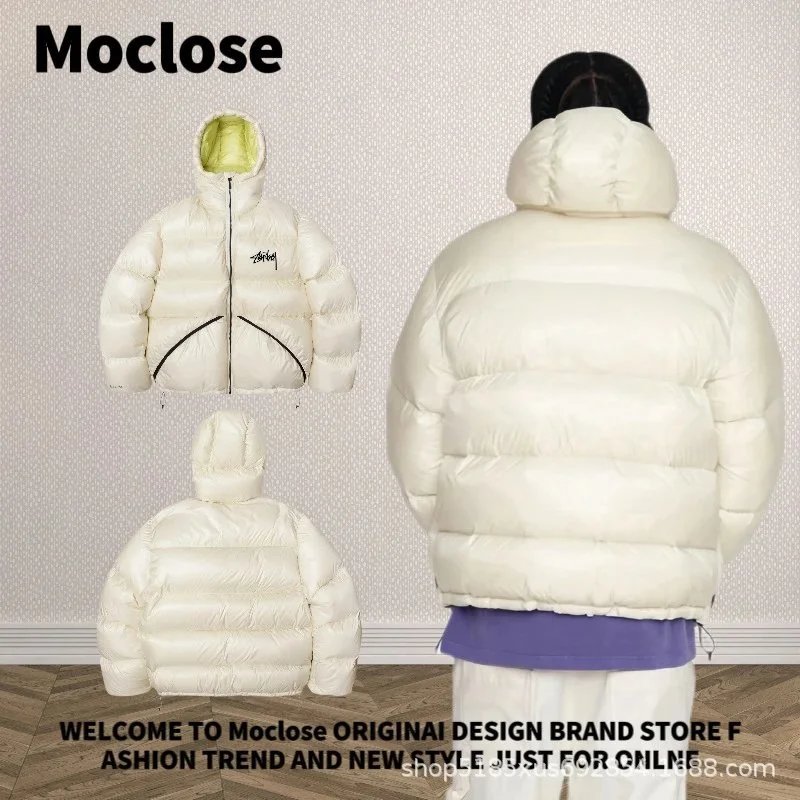 Stüssy x Moclose Puffer Jacket Off-White with Lime Green Lining Down-Jacket - 7