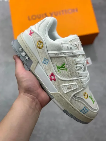 Louis Vuitton Trainer Multicolor Embroidered Monogram Sneakers - 1