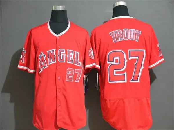 Los Angeles Angels Mike Trout #27 Red Authentic Baseball Jersey - 1