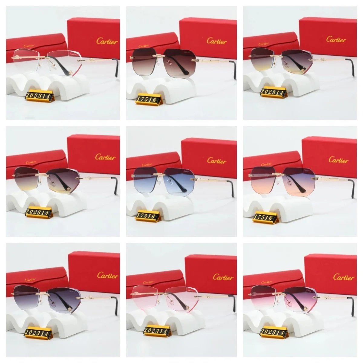 Cartier Santos-Dumont Rimless Sunglasses