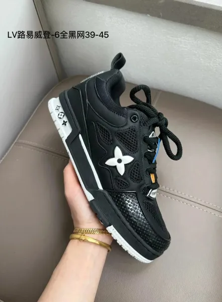 Louis Vuitton Trainer 6 All-Black Mesh Sneakers - 1