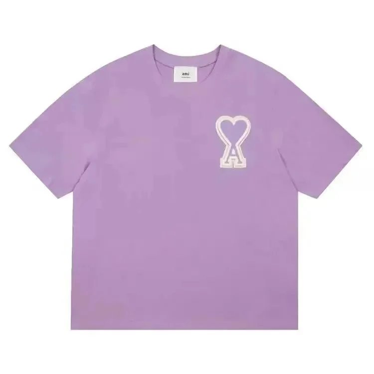 AMI Paris Heart Logo T-Shirt Burgundy - 11