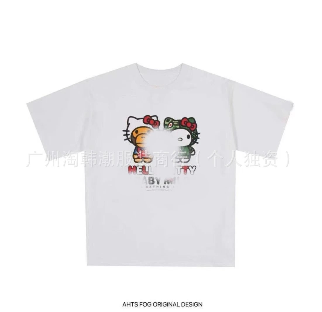 A Bathing Ape x Hello Kitty Collaboration Graphic Print White T-Shirt - 1