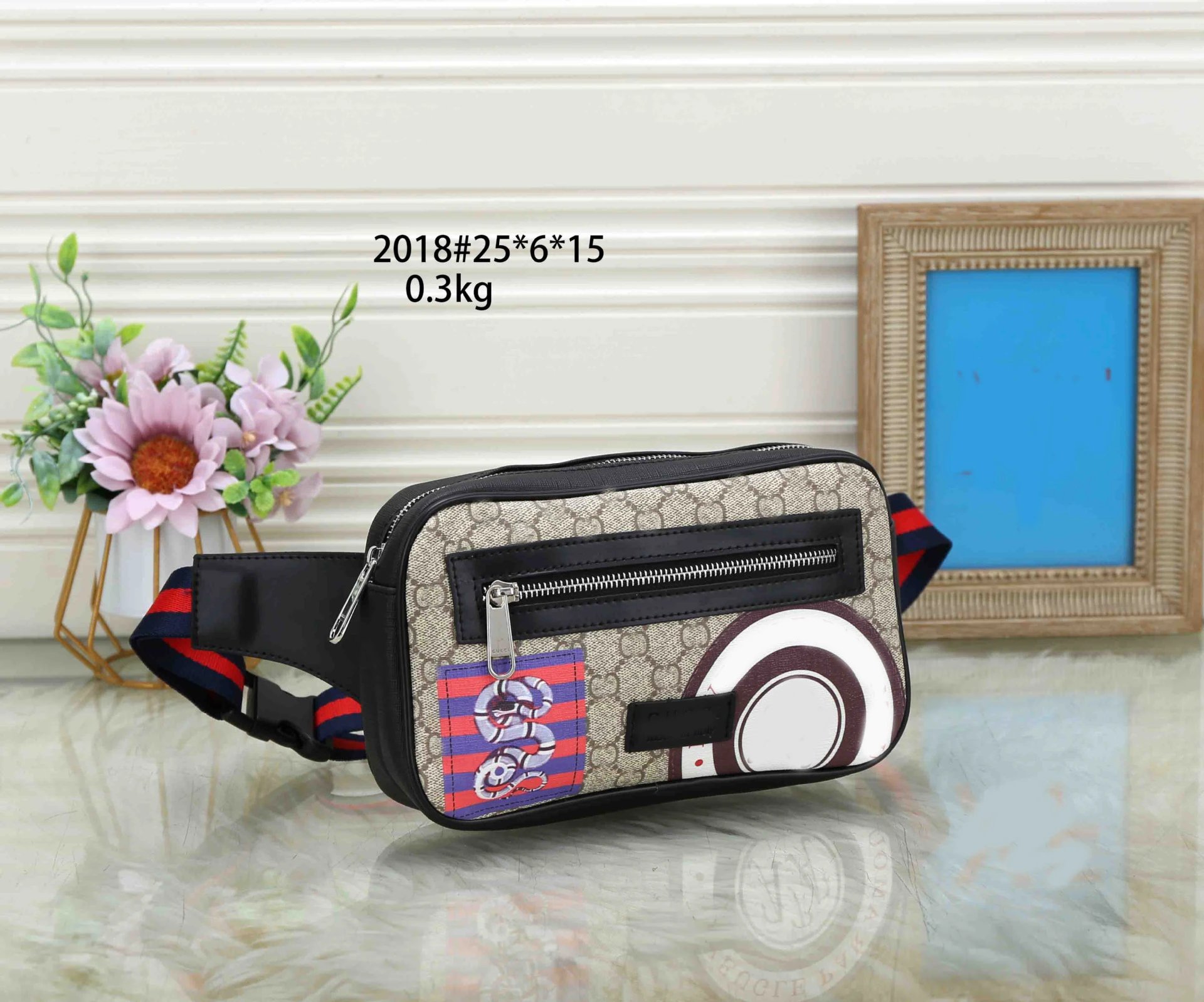 Gucci Ophidia GG Marmont Belt Bag Black/Red Web Strap - 11