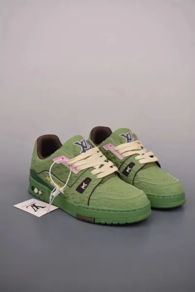 Louis Vuitton Trainer Low Green Monogram Sneakers - 1