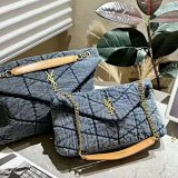 Saint Laurent Loulou Quilted Denim Shoulder Bag