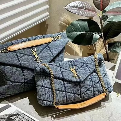 Saint Laurent Loulou Quilted Denim Shoulder Bag