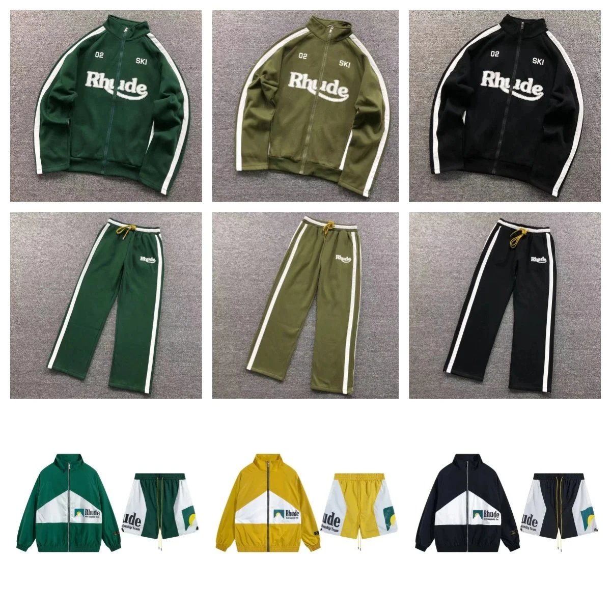 Rhude World Championship Team Windbreaker and Shorts Set Navy White Multicolor - 2