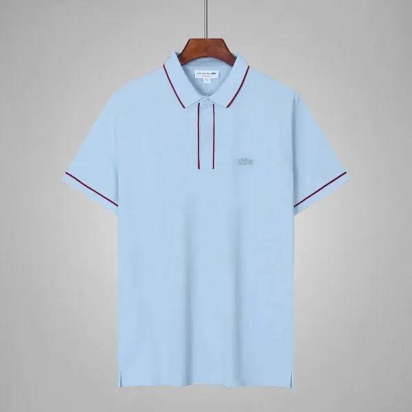 Lacoste Classic Polo Light Blue with Burgundy Trim Polo - 1