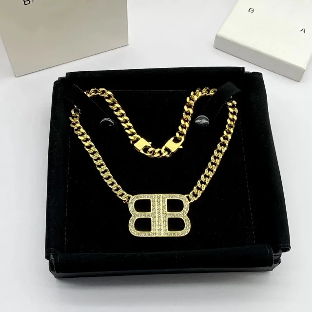 Balenciaga Jewelry Cuban Link BB Logo Necklace product detail image 4