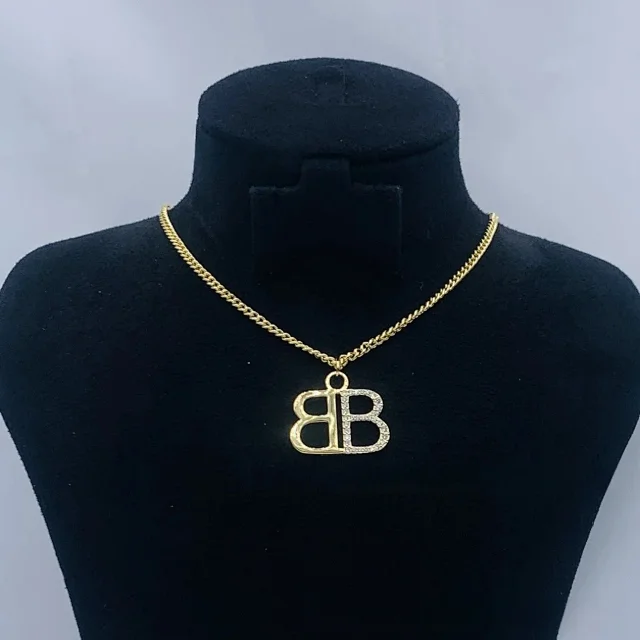 Balenciaga Jewelry Cuban Link BB Logo Necklace product detail image 9