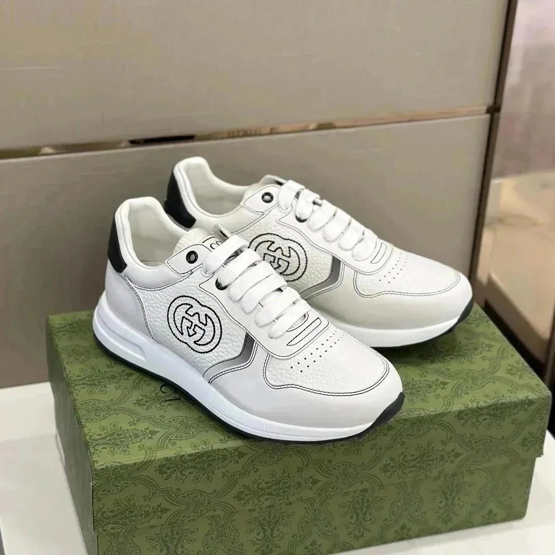 Gucci Rhyton White Leather Sneakers - 1