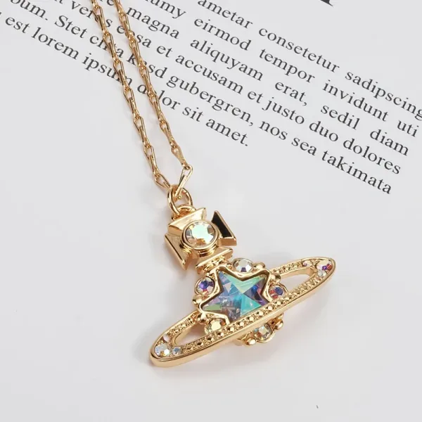 Vivienne Westwood Orb Star Pendant Necklace Gold Multicolor - 9