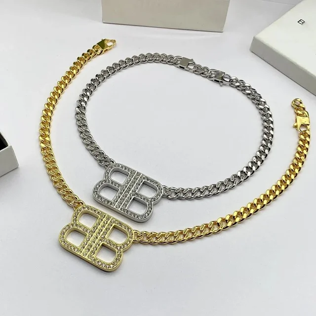 Balenciaga Jewelry Cuban Link BB Logo Necklace product detail image 1