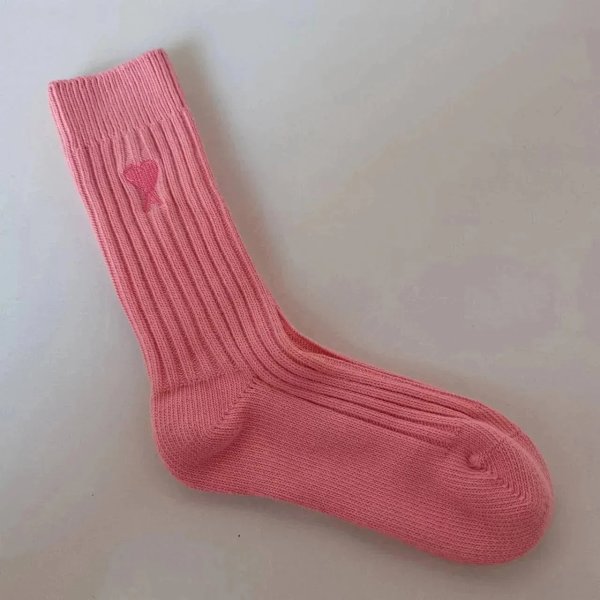 Comme des Garçons Play Heart Embroidered Ribbed Socks Pink product listing in Litbuy spreadsheet finds