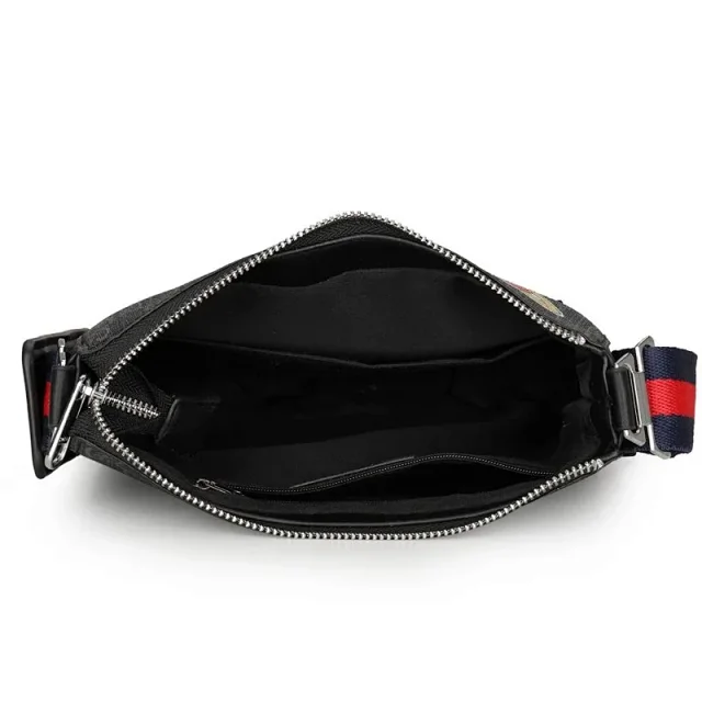 Gucci Crossbody Bags G8089 monogram zip bag with striped webbing strap product detail image 4