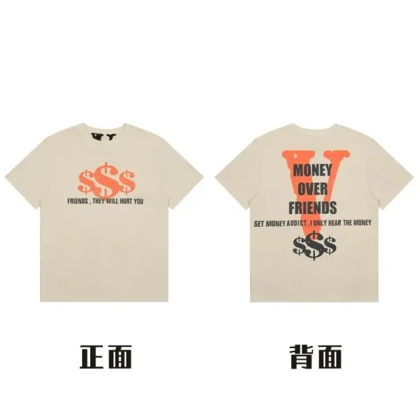 Off-White Money Over Friends Graphic T-Shirt Beige - 1