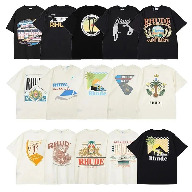 Rhude Palm Racing Graphic T-Shirt Beige - 2