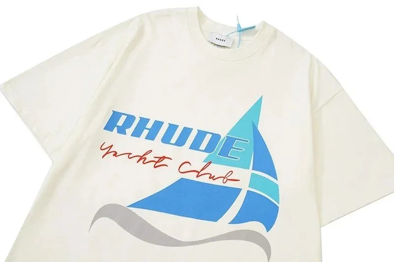 Rhude Palm Racing Graphic T-Shirt Beige - 11