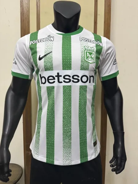 Atlético Nacional x Nike 2024 Home Jersey White Green Stripe Jersey - 1