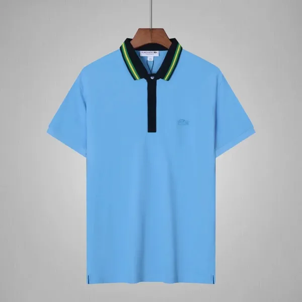 Lacoste Classic Polo Shirt Sky Blue with Contrast Collar - 1