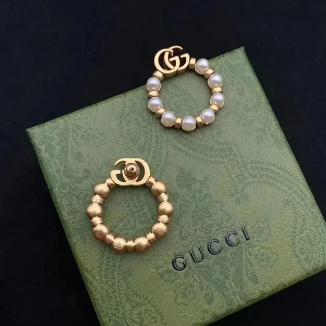 Gucci Jewelry Pearl Bead Double G Hoop Earrings product detail image 2