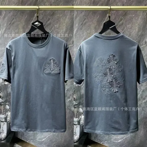 Chrome Hearts Cross Embroidered Gray T-Shirt - 1