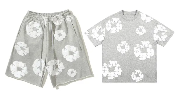 Gallery Dept. Floral Appliqué Set Gray T-Shirt and Shorts - 1