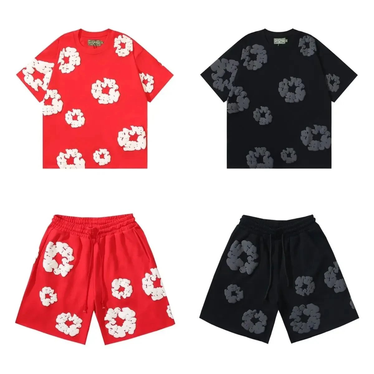Floral Print Matching Set T-Shirt and Shorts Multicolor Casual-Set - 4