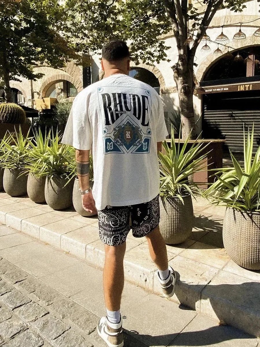 Rhude Palm Racing Graphic T-Shirt Beige - 5