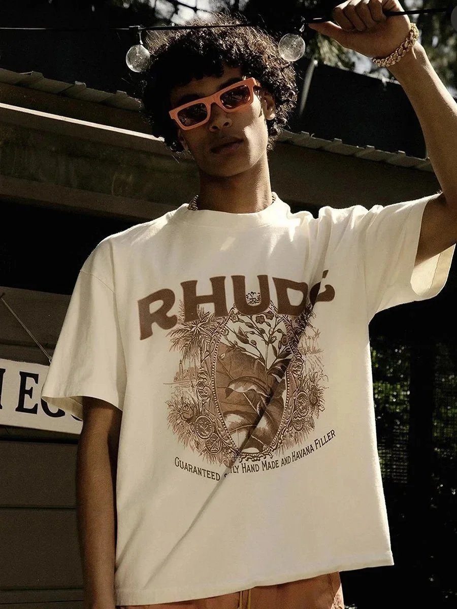 Rhude Palm Racing Graphic T-Shirt Beige - 6