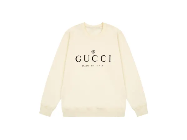 Gucci Logo Print Beige Hoodie - 1