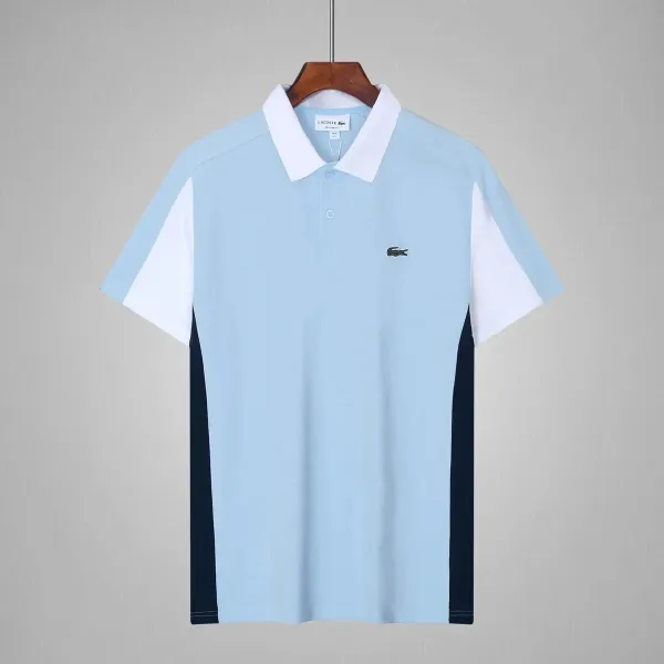 Lacoste Color-Block Polo Shirt in Sky Blue, White, and Navy - 1