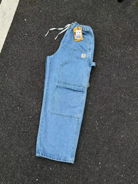 Carhartt Work In Progress Double Knee Carpenter Jeans Light Wash Blue - 6