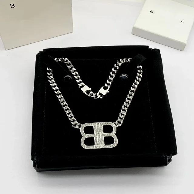 Balenciaga Jewelry Cuban Link BB Logo Necklace product detail image 3