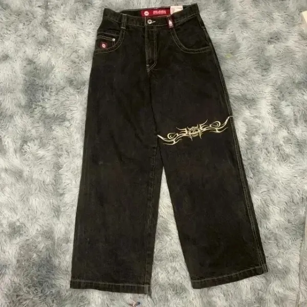 Wrighter Original Skull Patch Wide-Leg Jeans Charcoal - 7