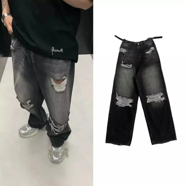Gallery Dept. Distressed Wide-Leg Black Jeans - 2