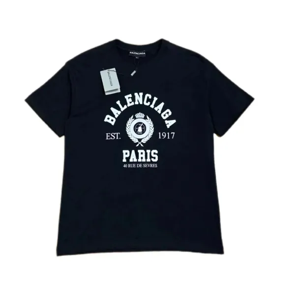 Balenciaga Arch Logo Print Black T-Shirt - 1