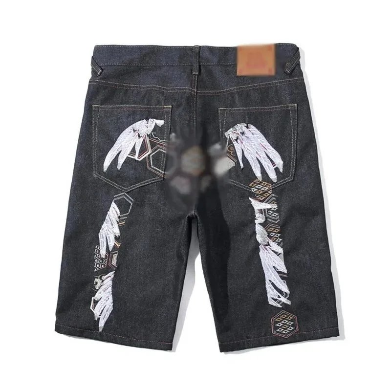Amiri Wings Embroidered Denim Shorts Black - 1