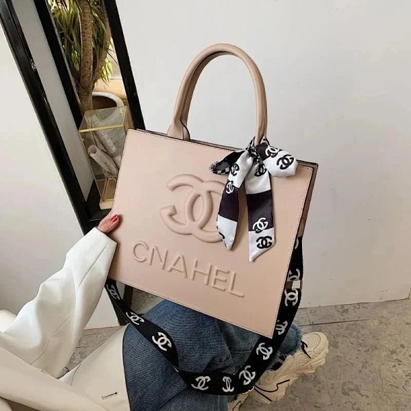 Chanel Tote Bag Beige with CC Logo and Silk Scarf Handbag product listing in Litbuy spreadsheet finds
