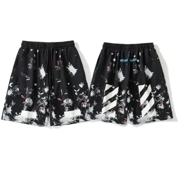 Off-White Paint Splatter Shorts Black - 1
