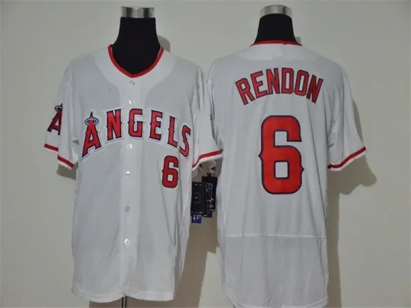 Los Angeles Angels #6 Rendon White Baseball Jersey - 1